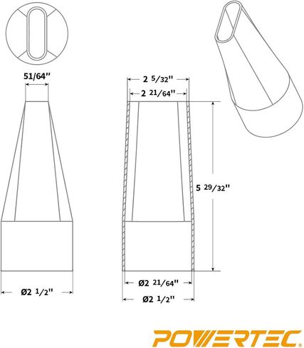 POWERTEC 70202 Tapered Nozzle for 2-1/2" ID Dust Collection Hoses in Kuwait