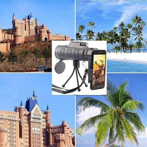 40x60 Monocular Telescope, Monocular HD Low - Light Visible Waterproof with Smartphone Adapter and Tripod, Suitable for Outdoor Hunting Camping in Saudi Arabia