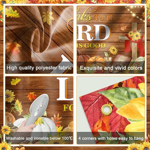 Mocsicka Give Thanks to The Lord Backdrop Christian Thanksgiving Banner Autumn Maple Leaves Pumpkins Religious Thanksgiving Harvest Party Supplies Wall Decor (6x3.6ft in Saudi Arabia