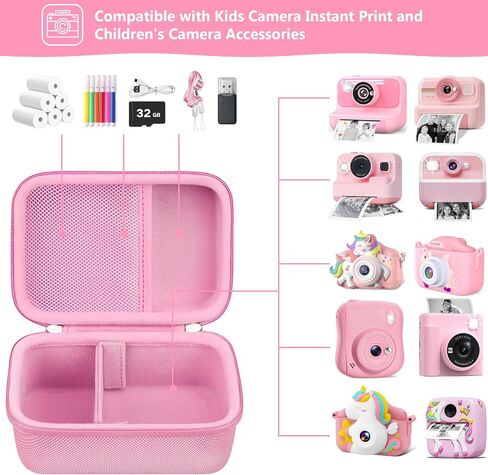 حقيبة حمل متوافقة مع Gofunly for LETSHAHA Kids Camera طباعة فورية، حقيبة تخزين كاميرا فيديو رقمية للأطفال مع حقيبة شبكية تناسب قلم الألوان، كابل، ورق طباعة ملفوف، بطاقة SD، أرجواني in Kuwait