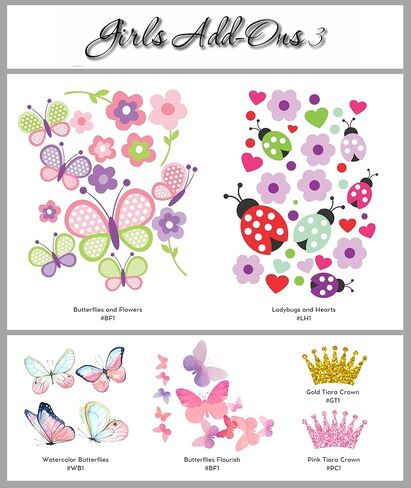 Decor Designs Decals Nursery Girls Personalized Custom Name Vinyl Wall Art Decal Sticker, Bedroom Baby and Childrens Decor, (Multiple Size Choices) (Name with Initial) in Kuwait