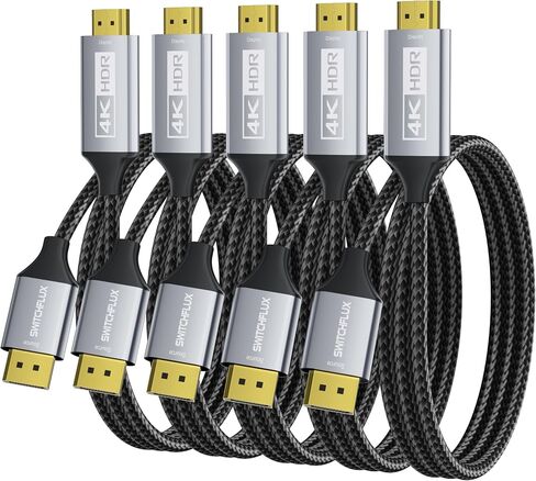 DisplayPort نشط إلى كابل HDMI 6ft (4K@60Hz ، 1440p/2K@120Hz) منفذ العرض أحادي الاتجاه 1.2 إلى HDMI 2.0 مضفر ، DP إلى HDMI متوافق مع AMD ، NVIDIA ، أجهزة سطح المكتب ، وأهاليين الألعاب ، والألعاب. in Kuwait