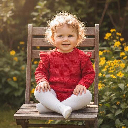 Baby Girl Sweater Bubble Romper Ruffle Long Sleeve Chunky Knit Solid Bodysuit Cute Newborn Infant Fall Winter Clothes in Kuwait