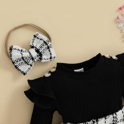 الوليد طفلة عطلة الزي طويلة الأكمام منقوشة تنورة رومبير اللباس عقال الجوارب مجموعة أزياء الخريف الشتاء الملابس in Kuwait