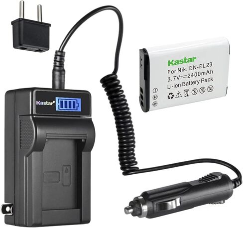 بطارية Kastar 4-Pack EN-EL23 وشاحن تيار متردد LCD متوافق مع بطارية Nikon EN-EL23، شاحن MH-67 MH-67P، Nikon Coolpix B700، Coolpix P600 P610 P610s، Coolpix P900 P900s، كاميرات Coolpix S810c in Saudi Arabia