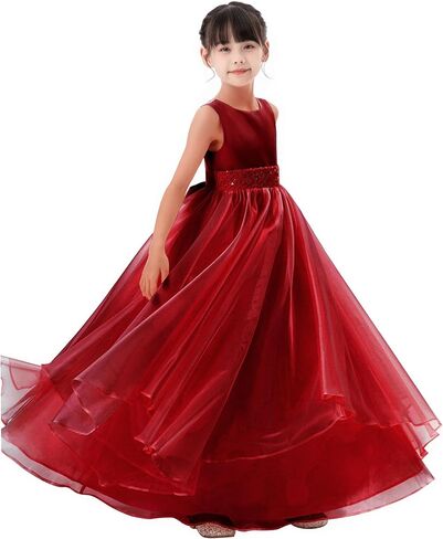 ekidsbridal Tiered Ruffle Organza Flower Girl Dresses Pretty Princess Ballroom Gown Seq1 in Saudi Arabia