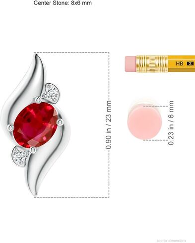 Angara Natural Ruby Pendant for Women | Shell Style Oval Ruby and Diamond Pendant in 14K Solid Gold/Platinum | July Birthday, Anniversary, Gemstone Jewellery Gift in Saudi Arabia
