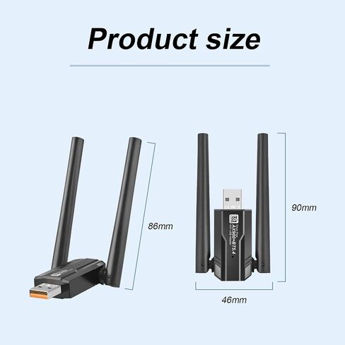 USB WiFi 6 محول Bluetooth لجهاز الكمبيوتر المكتبي ، AX900MBPS BAND 5/2.4GHz محول الشبكة اللاسلكية ， برنامج تشغيل مدمج للكمبيوتر/الكمبيوتر المحمول/سطح المكتب 4DBI المتوافق مع Windows 10/11 in Saudi Arabia