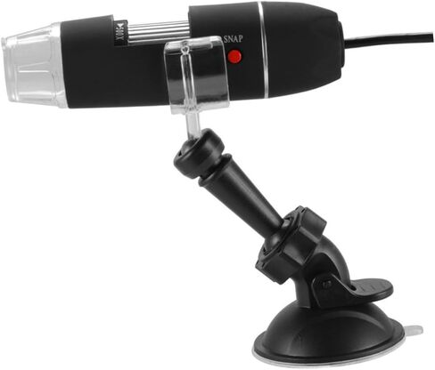 مجهر رقمي محمول USB مزود بمصابيح LED قابلة للتعديل ودعامة شفط سوداء لفحص دقيق للأشياء الصغيرة والتقاط صور الفيديو in Kuwait