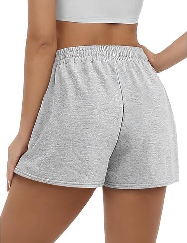 Womens Sweat Shorts, Summer Lounge Cotton Drawstring Shorts with Pockets Athletic Running Active Elastic Shorts 2024 in Saudi Arabia