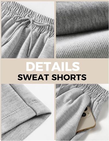 Womens Sweat Shorts, Summer Lounge Cotton Drawstring Shorts with Pockets Athletic Running Active Elastic Shorts 2024 in Saudi Arabia