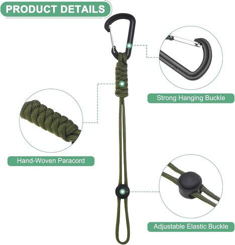 2-Pack Paracord Keychains with Clips, 10 Inch Braided Lanyard Strap D Ring Adjustable Buckle Backpack Accessories for Camping/Hiking/Fishing/Traveling/Outdoor [Black] in Saudi Arabia
