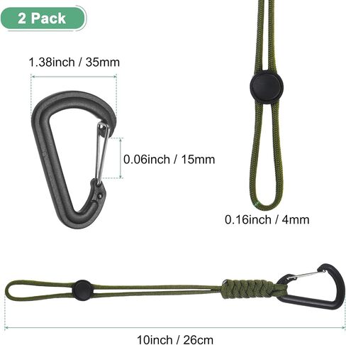 2-Pack Paracord Keychains with Clips, 10 Inch Braided Lanyard Strap D Ring Adjustable Buckle Backpack Accessories for Camping/Hiking/Fishing/Traveling/Outdoor [Black] in Saudi Arabia