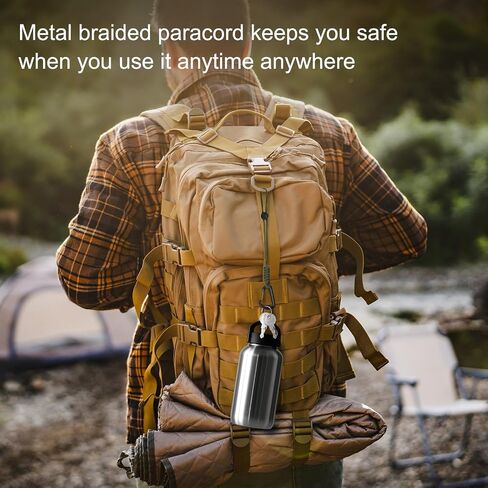2-Pack Paracord Keychains with Clips, 10 Inch Braided Lanyard Strap D Ring Adjustable Buckle Backpack Accessories for Camping/Hiking/Fishing/Traveling/Outdoor [Black] in Saudi Arabia