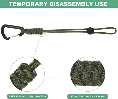 2-Pack Paracord Keychains with Clips, 10 Inch Braided Lanyard Strap D Ring Adjustable Buckle Backpack Accessories for Camping/Hiking/Fishing/Traveling/Outdoor [Black] in Saudi Arabia