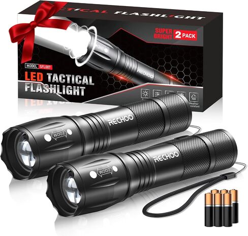 LED Flashlights High Lumens 4 Pack, Powerful Tactical Flashlight With 3 Modes, Pocket Small Flash Light, Waterproof Zoomable Flashlights for Home Emergencies, Camping Essentials (Battery Included) in Saudi Arabia