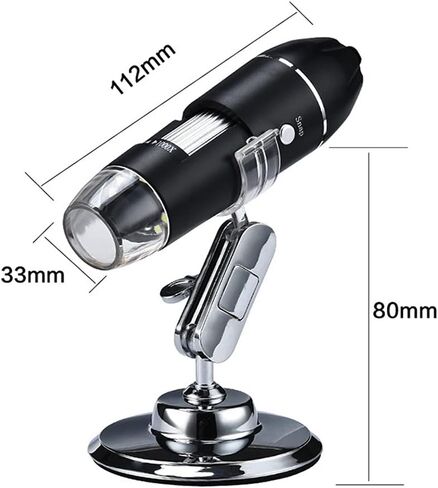 Adjustable 1600X 3 in 1 USB Digital Microscope Type-C Electronic Microscope Camera for 8 LED Zoom Magnifier (Color : Black Size : 1600X) (Black 1000X) in Saudi Arabia