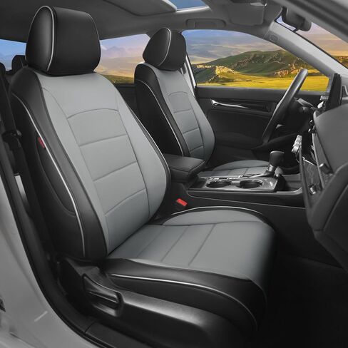 Custom Fit Civic Seat Covers for Honda Civic Sedan 2016 2017 2018 2019 2020 2021 EX,EX-L,EX-T,Touring,LX-P,Sport - 5-Seats Leather Full Set(Black/Gray) in Saudi Arabia