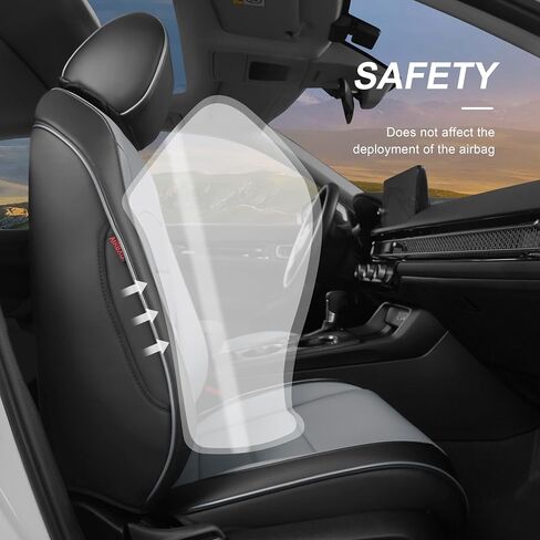 Custom Fit Civic Seat Covers for Honda Civic Sedan 2016 2017 2018 2019 2020 2021 EX,EX-L,EX-T,Touring,LX-P,Sport - 5-Seats Leather Full Set(Black/Gray) in Saudi Arabia