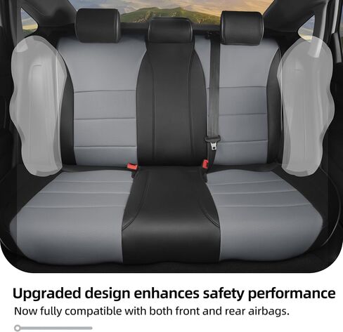 Custom Fit Civic Seat Covers for Honda Civic Sedan 2016 2017 2018 2019 2020 2021 EX,EX-L,EX-T,Touring,LX-P,Sport - 5-Seats Leather Full Set(Black/Gray) in Saudi Arabia