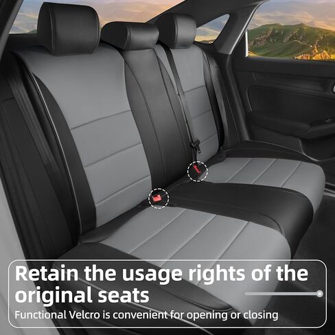 Custom Fit Civic Seat Covers for Honda Civic Sedan 2016 2017 2018 2019 2020 2021 EX,EX-L,EX-T,Touring,LX-P,Sport - 5-Seats Leather Full Set(Black/Gray) in Saudi Arabia