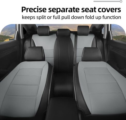 Custom Fit Civic Seat Covers for Honda Civic Sedan 2016 2017 2018 2019 2020 2021 EX,EX-L,EX-T,Touring,LX-P,Sport - 5-Seats Leather Full Set(Black/Gray) in Saudi Arabia