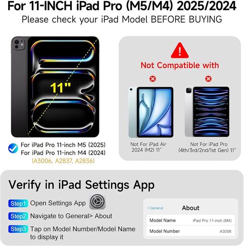حالة لوحة المفاتيح المغناطيسية القابلة للفصل القابلة للدوار لـ iPad A16 11/10 ، مع لوحة تتبع أكبر لللمس ، مصد مقاوم للصدمات ، صورة دعم ، حامل قلم رصاص مغناطيسي ، حماية كاملة ، 7 إضاءة خلفية in Kuwait