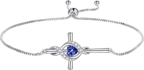 ONEFINITY Cross Bracelet for Women 925 Sterling Silver Cross Birthstone Pendant Bracelet Infinity Cross Religious Jewelry Gifts for Women in Saudi Arabia