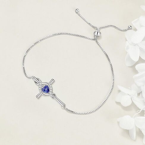 ONEFINITY Cross Bracelet for Women 925 Sterling Silver Cross Birthstone Pendant Bracelet Infinity Cross Religious Jewelry Gifts for Women in Saudi Arabia