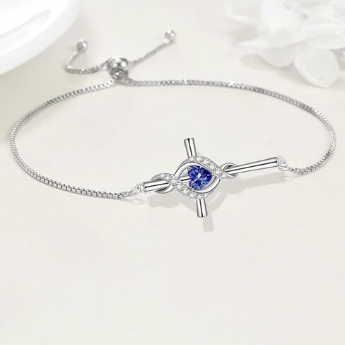 ONEFINITY Cross Bracelet for Women 925 Sterling Silver Cross Birthstone Pendant Bracelet Infinity Cross Religious Jewelry Gifts for Women in Saudi Arabia