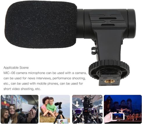 Denash 3.5mm Mini Microphone, Windproof Sponge, Compact ABS, Reduce Noise. MIC 06 Microphone for Camera for Mobile Phone in Saudi Arabia