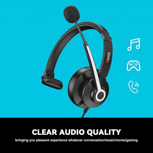 Wantek USB & 3.5mm Headset with Mic for PC/Laptop,Wired Headset with Noise-Cancelling Microphone & Audio Controls Perfect for Home Office Online Class Skype Zoom Call Center Webinar,All Day Comfort in Saudi Arabia