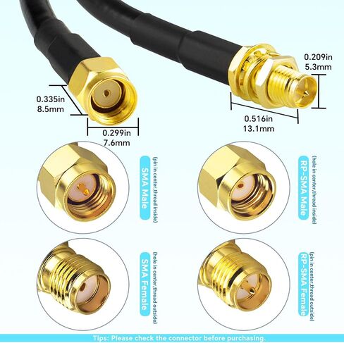 Boobrie 16.4ft WiFi هوائي تم ترقيته BMR200 Cable RP-SMA ذكر إلى RPSMA Coaxial Cable LMR200 مكافئ RP-SMA RF Coax Extension Cable Low Low Low For WiFi Trouter ، بطاقة الشبكة اللاسلكية in Saudi Arabia