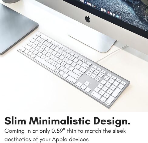 Macally USB C Keyboard (Upgraded) - Dual USB A + C Plug - Wired Keyboard for Mac - Ultra Slim, 20 Shortcuts, 110 Scissor Keys - for MacBook Pro/Air, Mac mini, iMac, iPad - Space Gray in Saudi Arabia