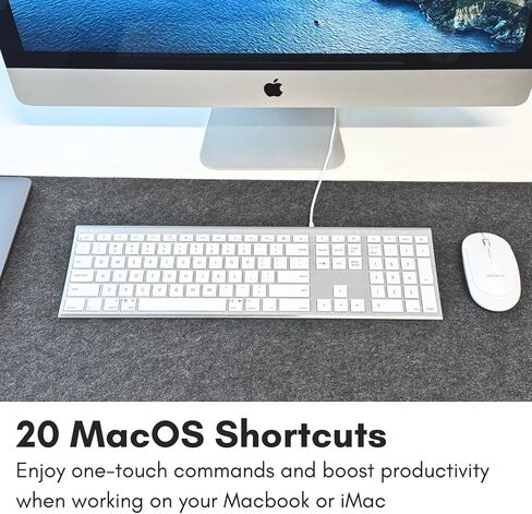Macally USB C Keyboard (Upgraded) - Dual USB A + C Plug - Wired Keyboard for Mac - Ultra Slim, 20 Shortcuts, 110 Scissor Keys - for MacBook Pro/Air, Mac mini, iMac, iPad - Space Gray in Saudi Arabia