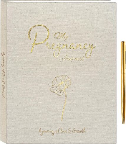 Pregnancy Journal 90 pages – Linen Memory Book with Gold Pen – Baby Memory Book, Pregnancy Planner & Maternity Keepsake for Expecting Moms – Sweet Gift for First-Time & Experienced Moms in Saudi Arabia