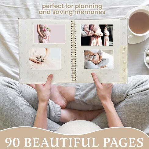 Pregnancy Journal 90 pages – Linen Memory Book with Gold Pen – Baby Memory Book, Pregnancy Planner & Maternity Keepsake for Expecting Moms – Sweet Gift for First-Time & Experienced Moms in Saudi Arabia