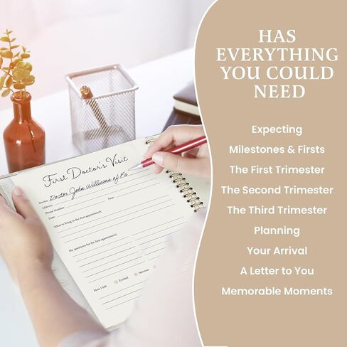 Pregnancy Journal 90 pages – Linen Memory Book with Gold Pen – Baby Memory Book, Pregnancy Planner & Maternity Keepsake for Expecting Moms – Sweet Gift for First-Time & Experienced Moms in Saudi Arabia