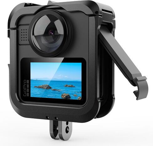 طقم قفص واقي لـ GoPro Max2، إطار واقٍ سريع التحرير مع غطاء حماية للعدسة، مع حامل حذاء بارد، يمكن توصيله بحامل ثلاثي القوائم، عصا سيلفي (مادة سبائك الألومنيوم) in Saudi Arabia
