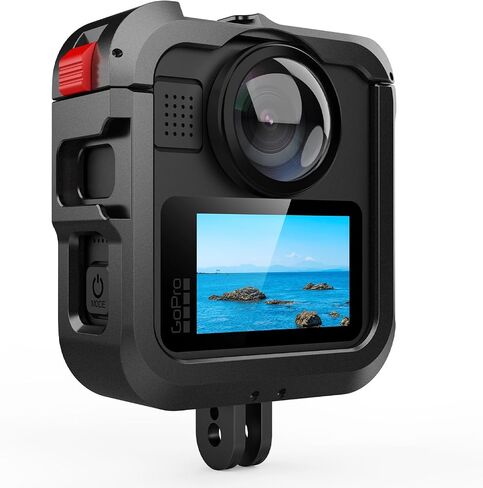 طقم قفص واقي لـ GoPro Max2، إطار واقٍ سريع التحرير مع غطاء حماية للعدسة، مع حامل حذاء بارد، يمكن توصيله بحامل ثلاثي القوائم، عصا سيلفي (مادة سبائك الألومنيوم) in Saudi Arabia