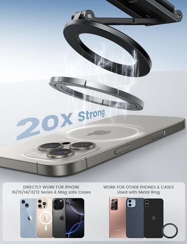 Lamicall for Magsafe Tripod Stand - [Ultra-Compact] Aluminium Magnetic Phone Tripod for iPhone 17/16 Pro Max Air, Flexible Cell Phone Bedstand Mount with 1/4" Screw, Arca & Hook Fits Travel Desk Black in Kuwait