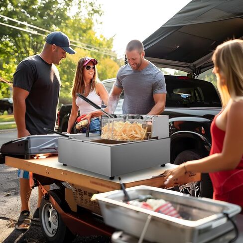 WeChef Commercial Electric Deep Fryer 12L 2500W Single Removable Basket Stainless Steel Electric Countertop Fryer for Commercial Use Snack Stand Food Truck in Kuwait