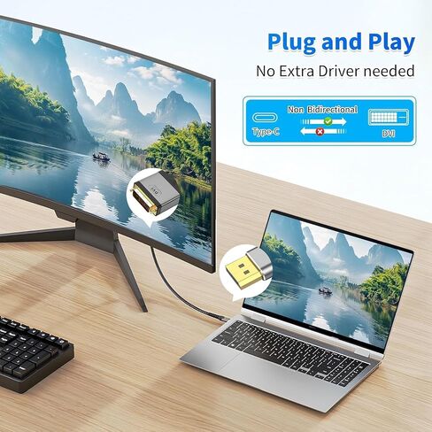 USB C to DVI Cable 3.3 ft - Support 4K@30Hz 32 AWG Durable Cable,Type-C to DVI Adapter for Monitors, Projectors and Other Devices in Saudi Arabia