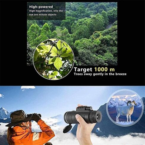 Telescope HD 12x50 Monocular Telescope Zoomable Waterproof Monocular Telescopes Fog with Smartphone Adapter Tripod for Birdwatching Concert Ball Game Hiking Seeing in Saudi Arabia