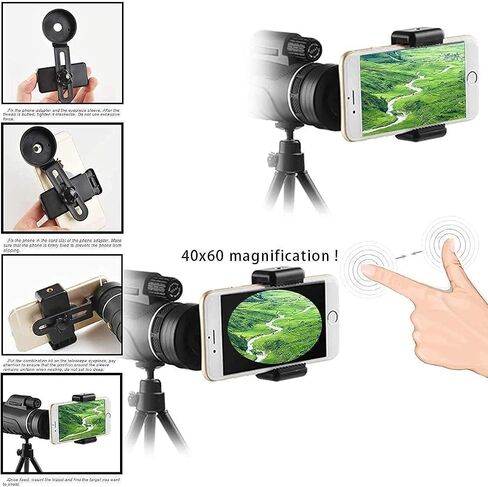Telescope HD 12x50 Monocular Telescope Zoomable Waterproof Monocular Telescopes Fog with Smartphone Adapter Tripod for Birdwatching Concert Ball Game Hiking Seeing in Saudi Arabia