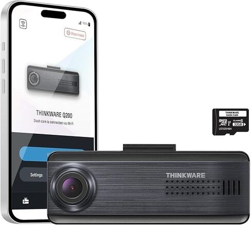THINKWARE Q200 2CH Dash Cam 2K Front 1080P Rear Car Dashboard Camera, WiFi, WDR, Speed Red Light Alerts, ADAS, 256GB Max, Parking Monitor, Night Vision (32GB MicroSD, 12V Cigar, Hardwiring Cable, GPS) in Saudi Arabia