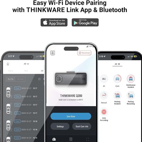 THINKWARE Q200 2CH Dash Cam 2K Front 1080P Rear Car Dashboard Camera, WiFi, WDR, Speed Red Light Alerts, ADAS, 256GB Max, Parking Monitor, Night Vision (32GB MicroSD, 12V Cigar, Hardwiring Cable, GPS) in Saudi Arabia