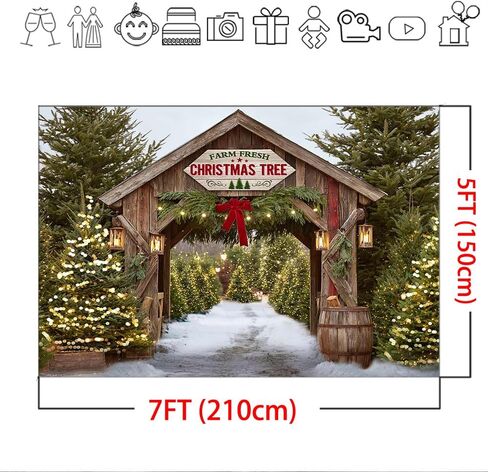 Mocsicka Christmas Tree Farm Backdrop Winter Pine Trees Winter Scene Vintage Christmas Farm Background Christmas Tree Holiday Party Photography Props (10x8ft) in Saudi Arabia