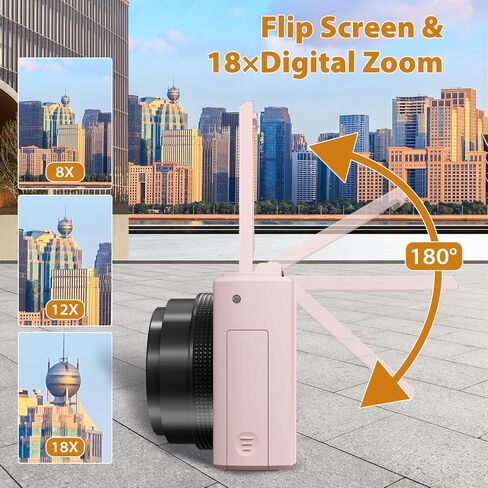 حزمة كاميرا رقمية بدقة 4K، وكاميرات تسجيل فيديو بدقة 64 ميجابكسل مع شبكة WiFi، وشاشة قابلة للطي مقاس 3 بوصات، وتكبير/تصغير 18X، تتضمن كاميرات باللونين الوردي والأسود، وبطاريتين وبطاقة SD سعة 32 جيجابايت in Kuwait