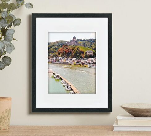 8x10 Wooden Picture Frame Set of 4 (with 5x7 Mat), Solid Wood with Real HD Glass, for Tabletop or Wall Mount, Home Office Photo Frames Collage Wall Décor, Black in Saudi Arabia